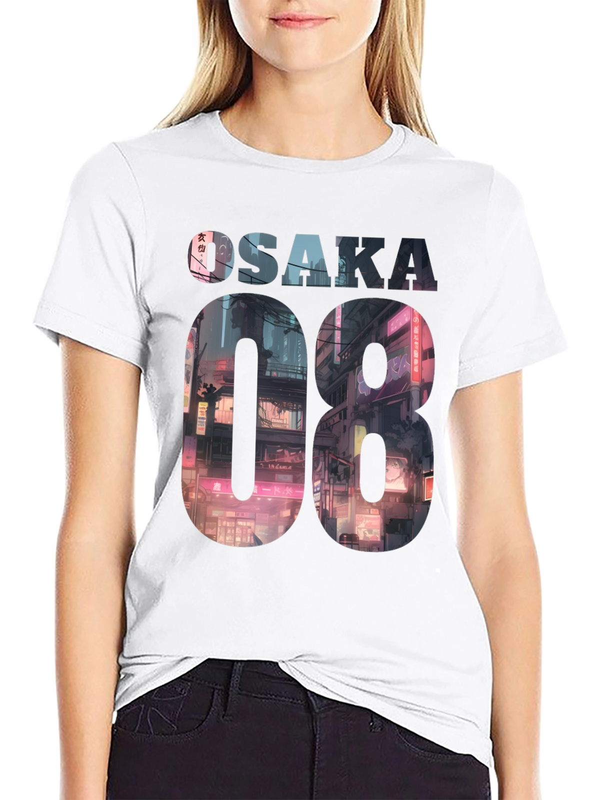 Osaka 08 Cityscape Graphic Tee - Black