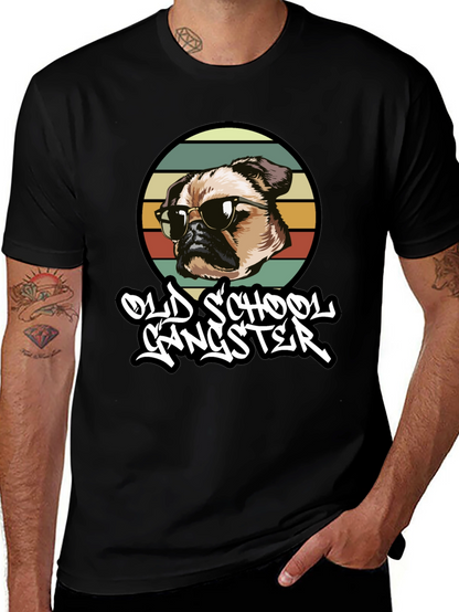 Old School Gangster Dog Graphic T-Shirt