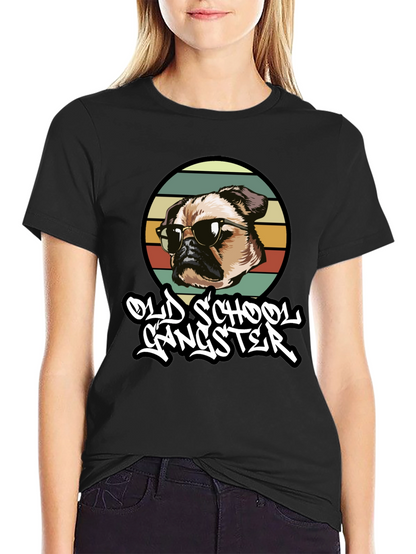 Old School Gangster Dog Graphic T-Shirt