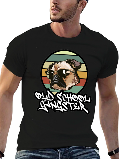 Old School Gangster Dog Graphic T-Shirt