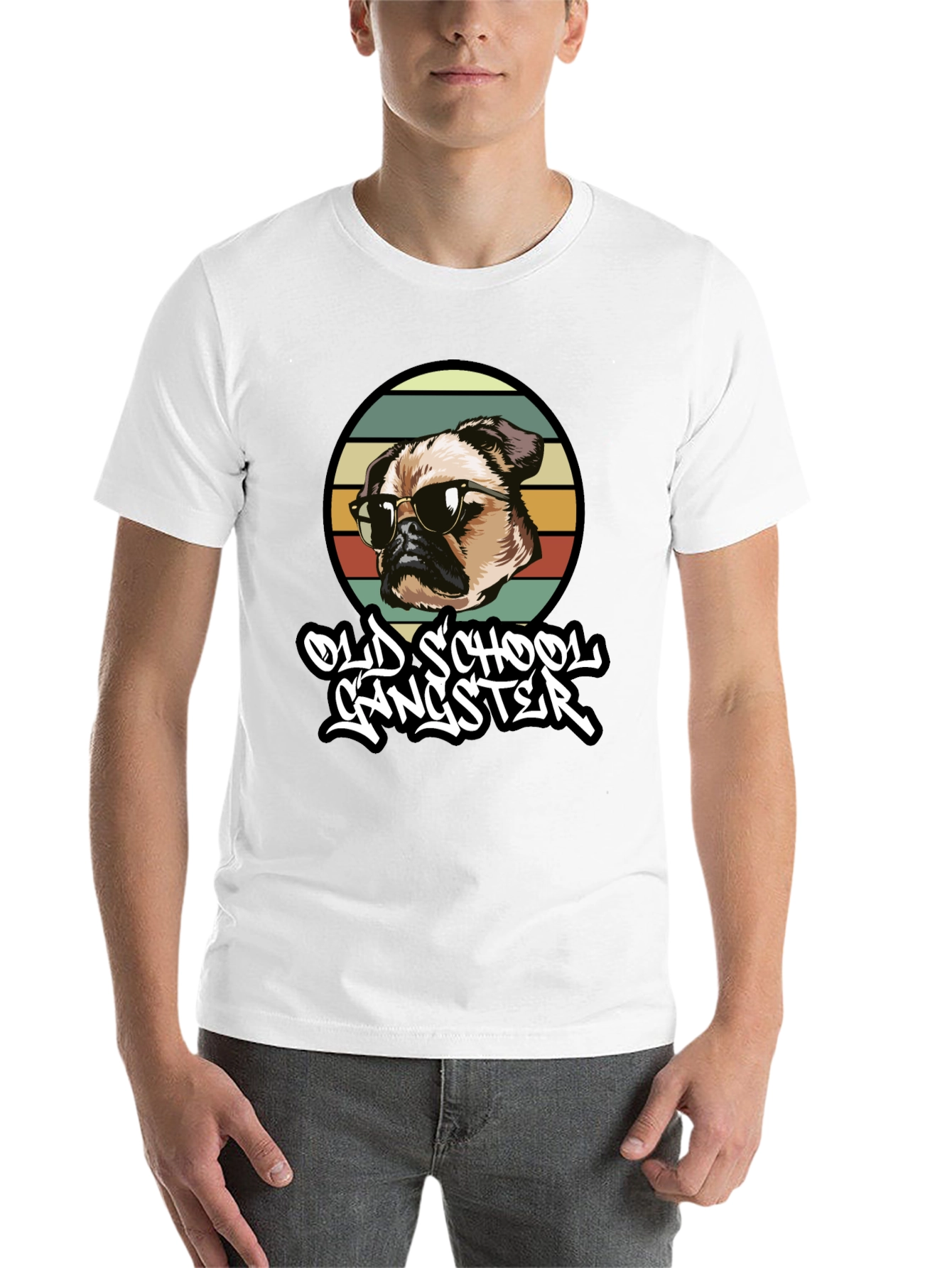 Old School Gangster Dog Graphic T-Shirt
