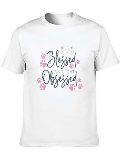 Blessed and Cat Obsessed Graphic Tee