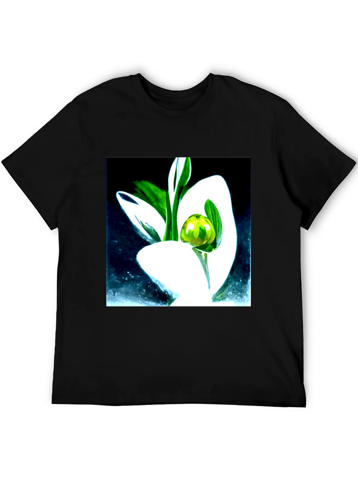 Modern Floral Graphic Tee - Artistic Black T-Shirt