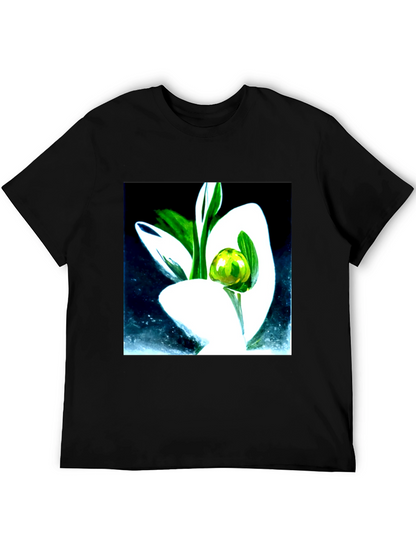 Modern Floral Graphic Tee - Artistic Black T-Shirt