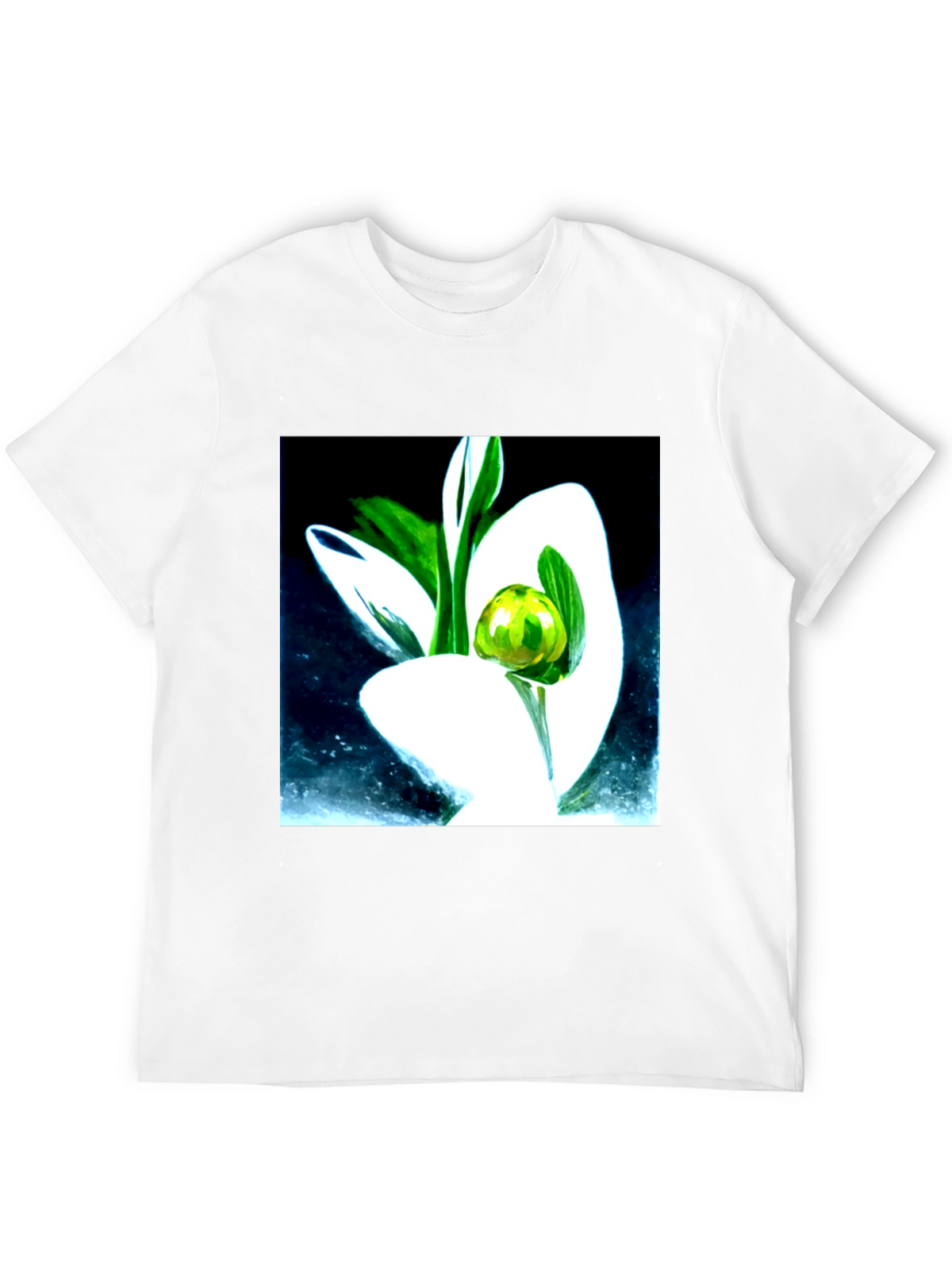 Modern Floral Graphic Tee - Artistic Black T-Shirt