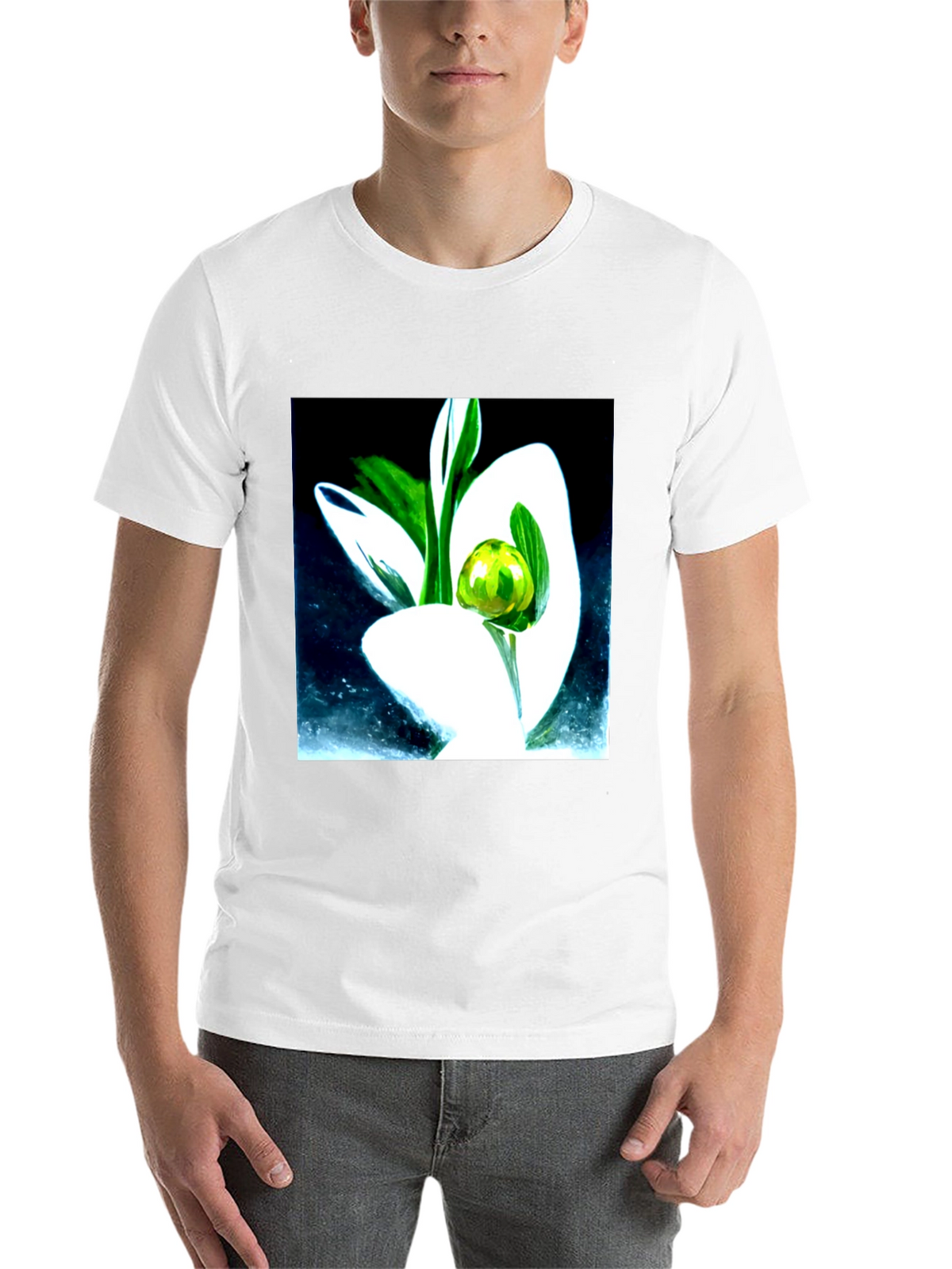Modern Floral Graphic Tee - Artistic Black T-Shirt