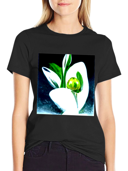 Modern Floral Graphic Tee - Artistic Black T-Shirt