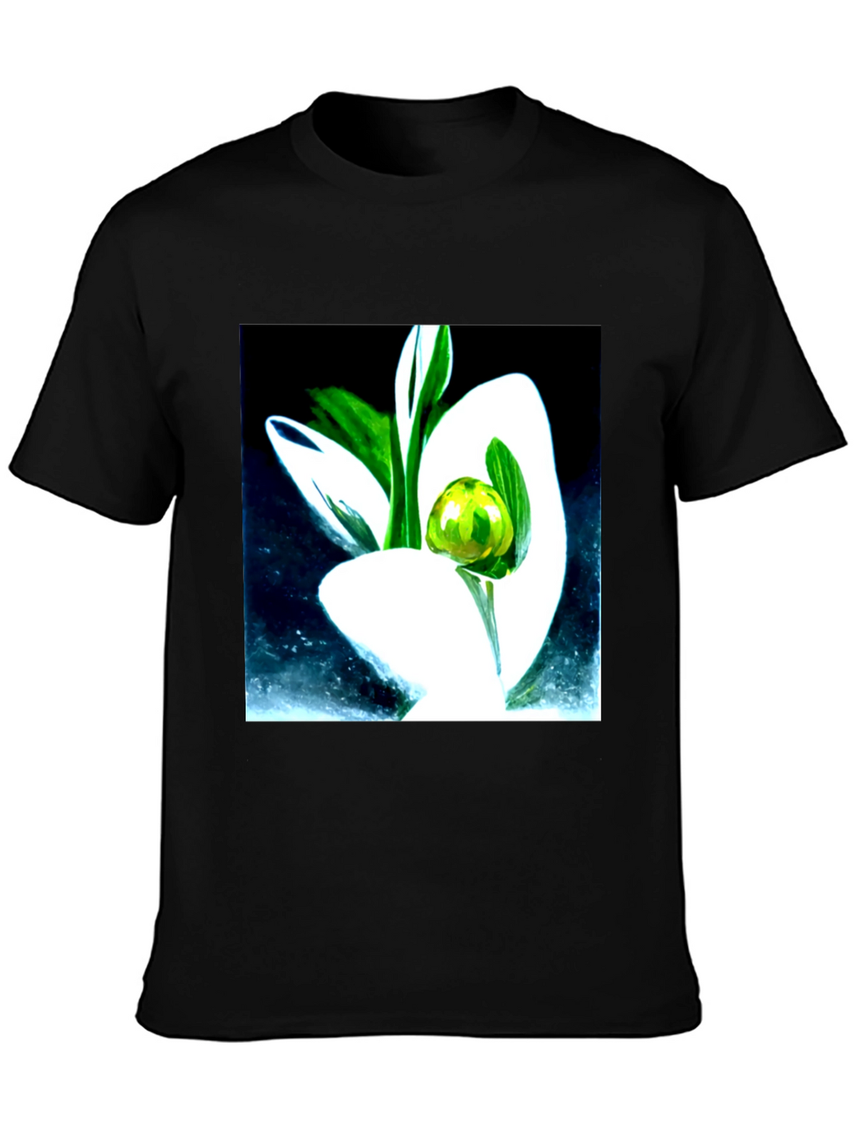 Modern Floral Graphic Tee - Artistic Black T-Shirt