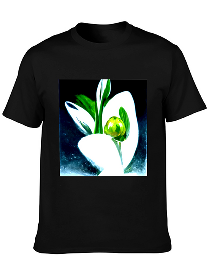 Modern Floral Graphic Tee - Artistic Black T-Shirt
