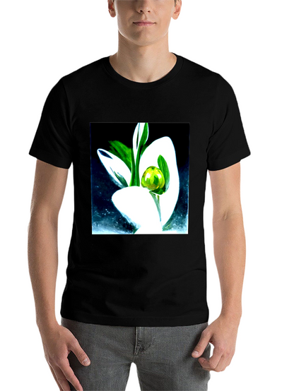 Modern Floral Graphic Tee - Artistic Black T-Shirt