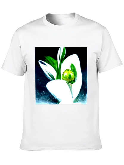 Modern Floral Graphic Tee - Artistic Black T-Shirt