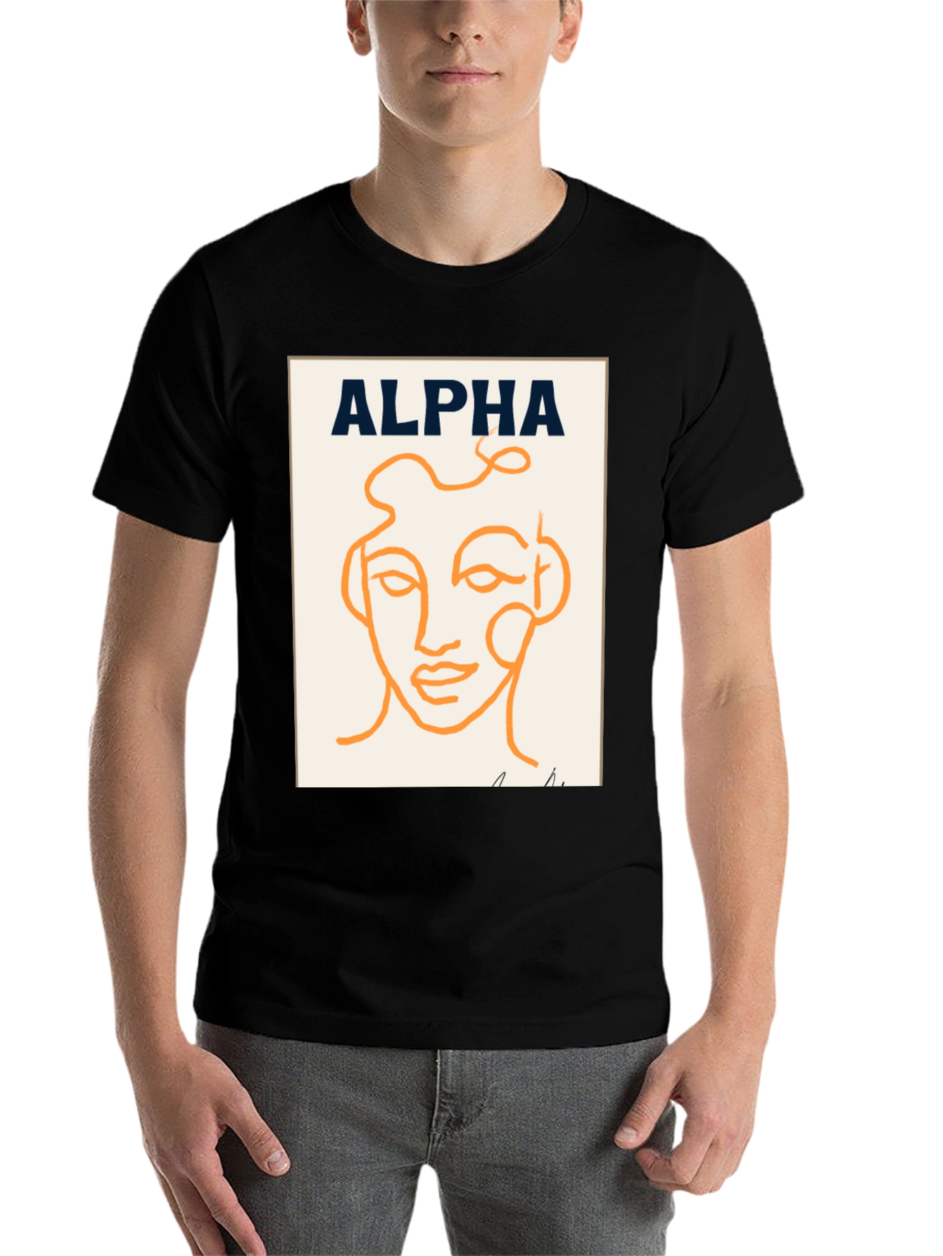 Alpha Abstract Face Graphic Tee - Modern Art T-Shirt