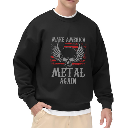 Make America Metal Again Skull Wings Rock Music Lover Crewneck Sweatshirt