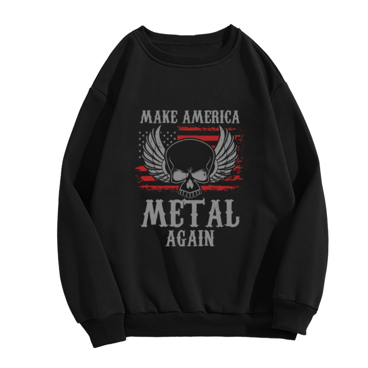 Make America Metal Again Skull Wings Rock Music Lover Crewneck Sweatshirt