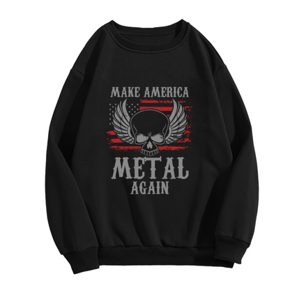Make America Metal Again Skull Wings Rock Music Lover Crewneck Sweatshirt