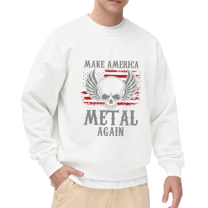 Make America Metal Again Skull Wings Rock Music Lover Crewneck Sweatshirt