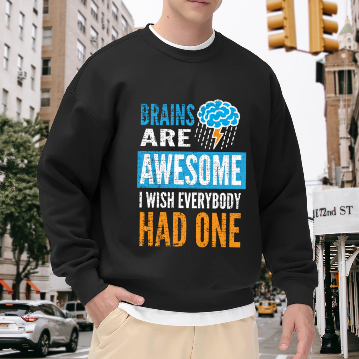 Brains Are Awesome Funny Sarcasm Quote Crewneck Sweatshirt