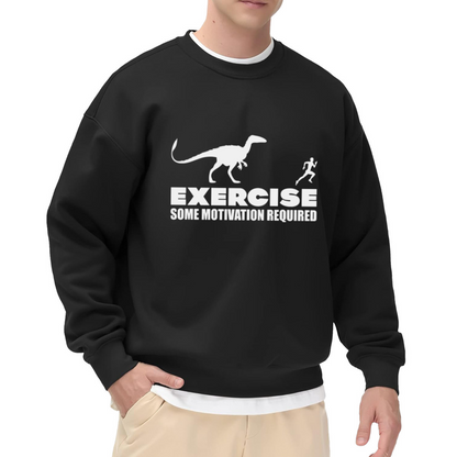 Dinosaur Chasing Runner Funny Exercise Motivation Crewneck Sweatshirt