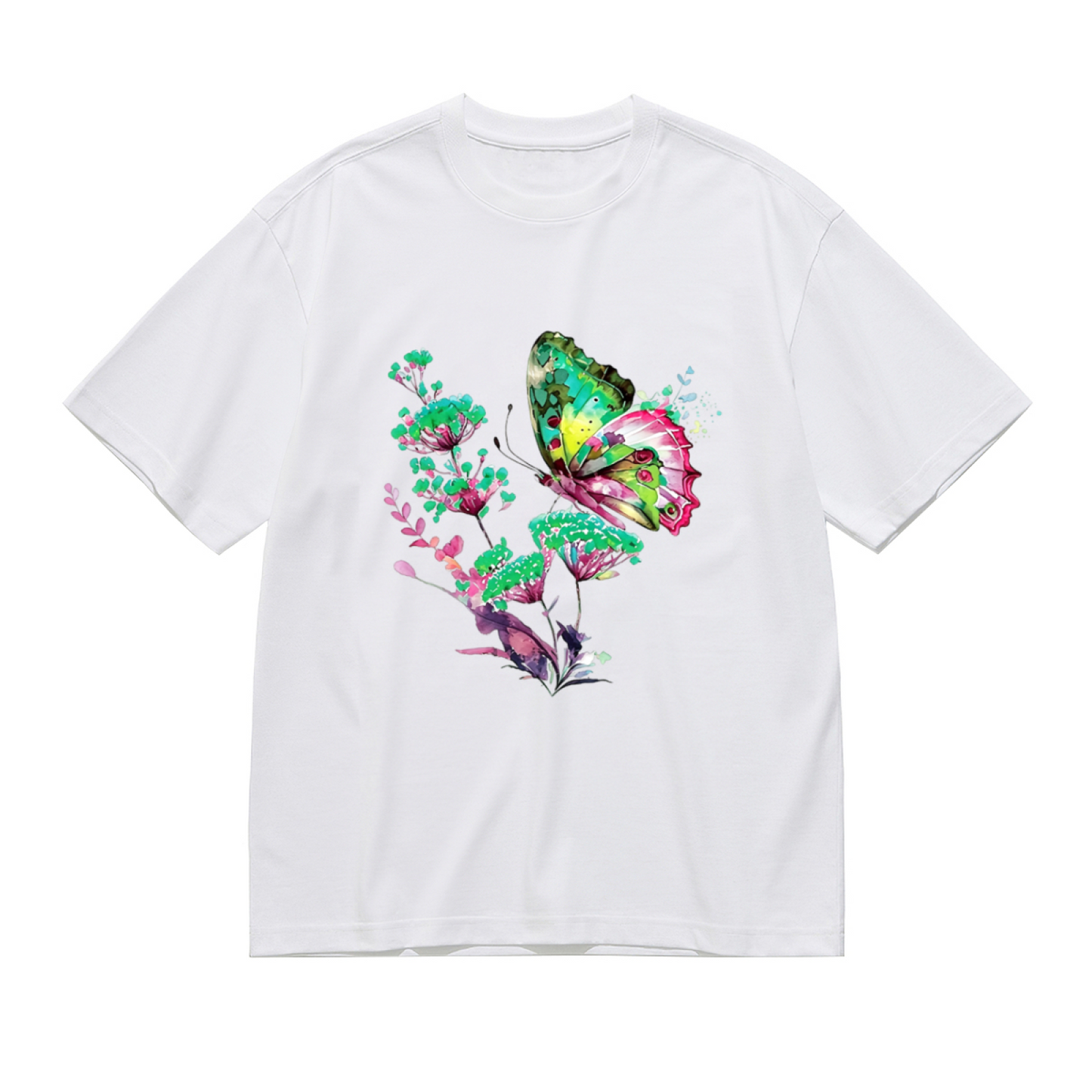 Luxe Blue Gold Watercolor Butterfly Botanical Shirt
