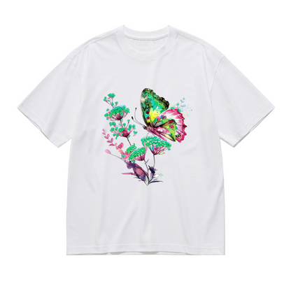 Luxe Blue Gold Watercolor Butterfly Botanical Shirt