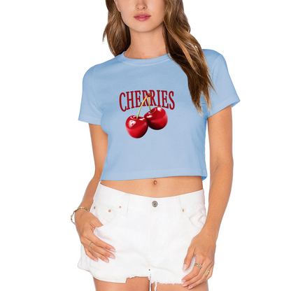 Bold Cherries Wordmark Hot Pink Crop Top ¨C Juicy Fruit Girly Print Tee
