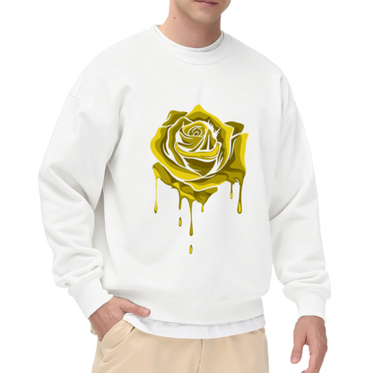 Dripping Yellow Rose Streetwear Black Crewneck Sweatshirt
