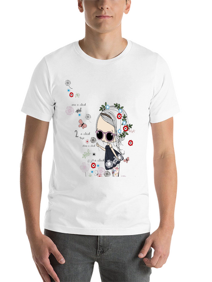 Whimsical Girl Graphic Tee - Black