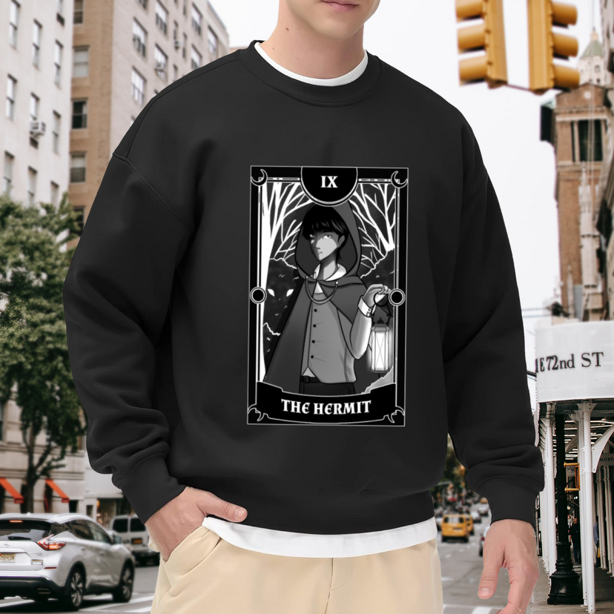 Anime The Hermit IX Tarot Card Graphic Crewneck Sweatshirt
