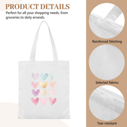 Pastel Watercolor Floral Canvas Bag | Lightweight Sweet Girl Commute Handbag