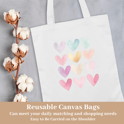 Pastel Watercolor Floral Canvas Bag | Lightweight Sweet Girl Commute Handbag