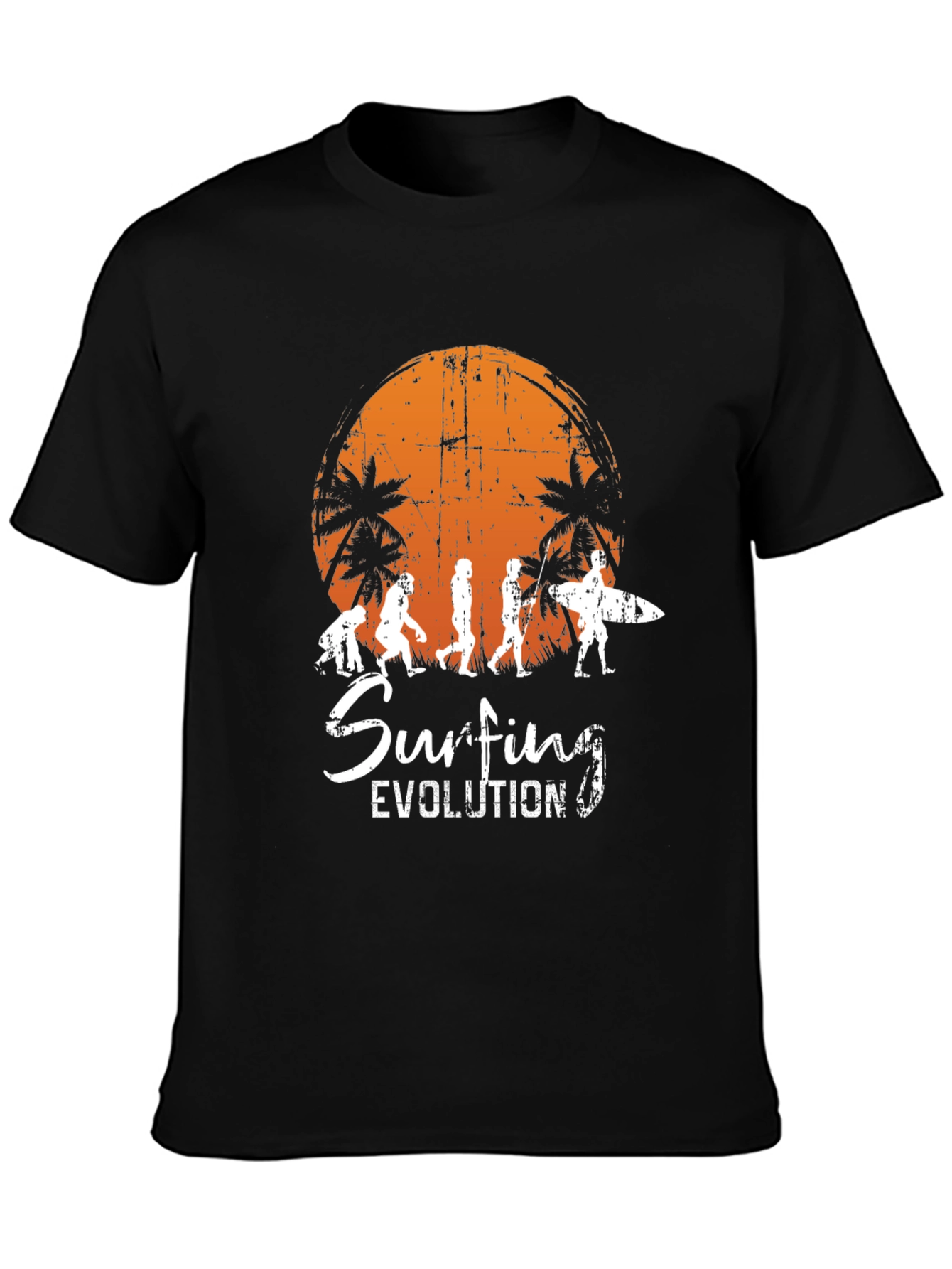 Surfing Evolution Black Graphic Tee