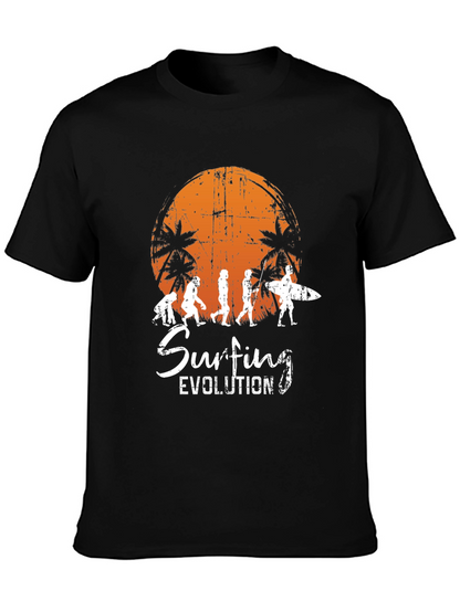 Surfing Evolution Black Graphic Tee