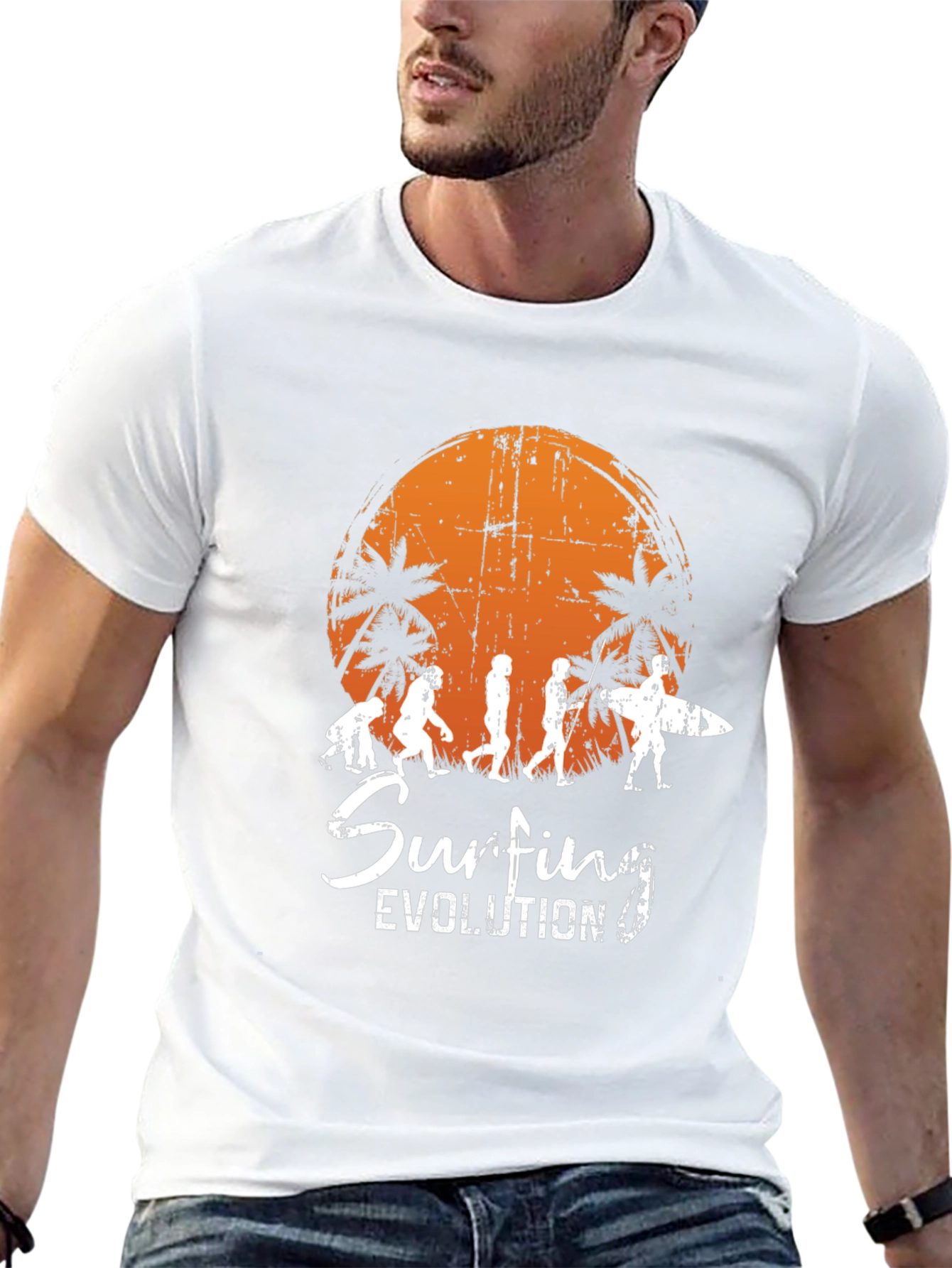 Surfing Evolution Black Graphic Tee