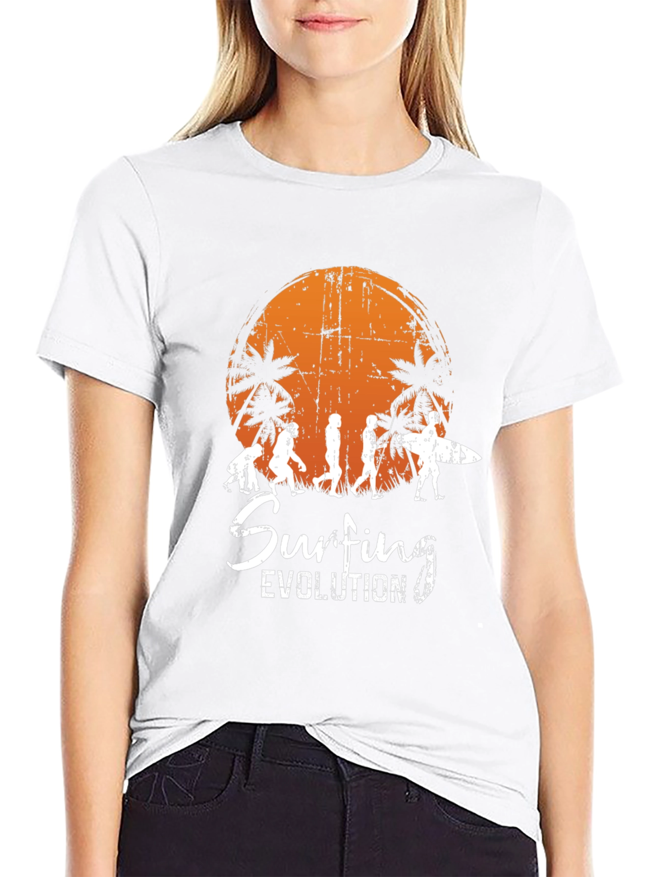 Surfing Evolution Black Graphic Tee