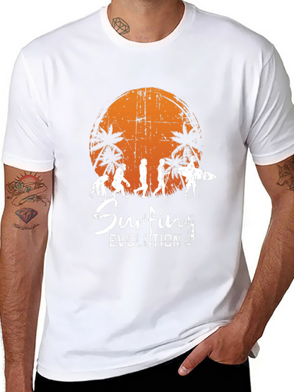 Surfing Evolution Black Graphic Tee