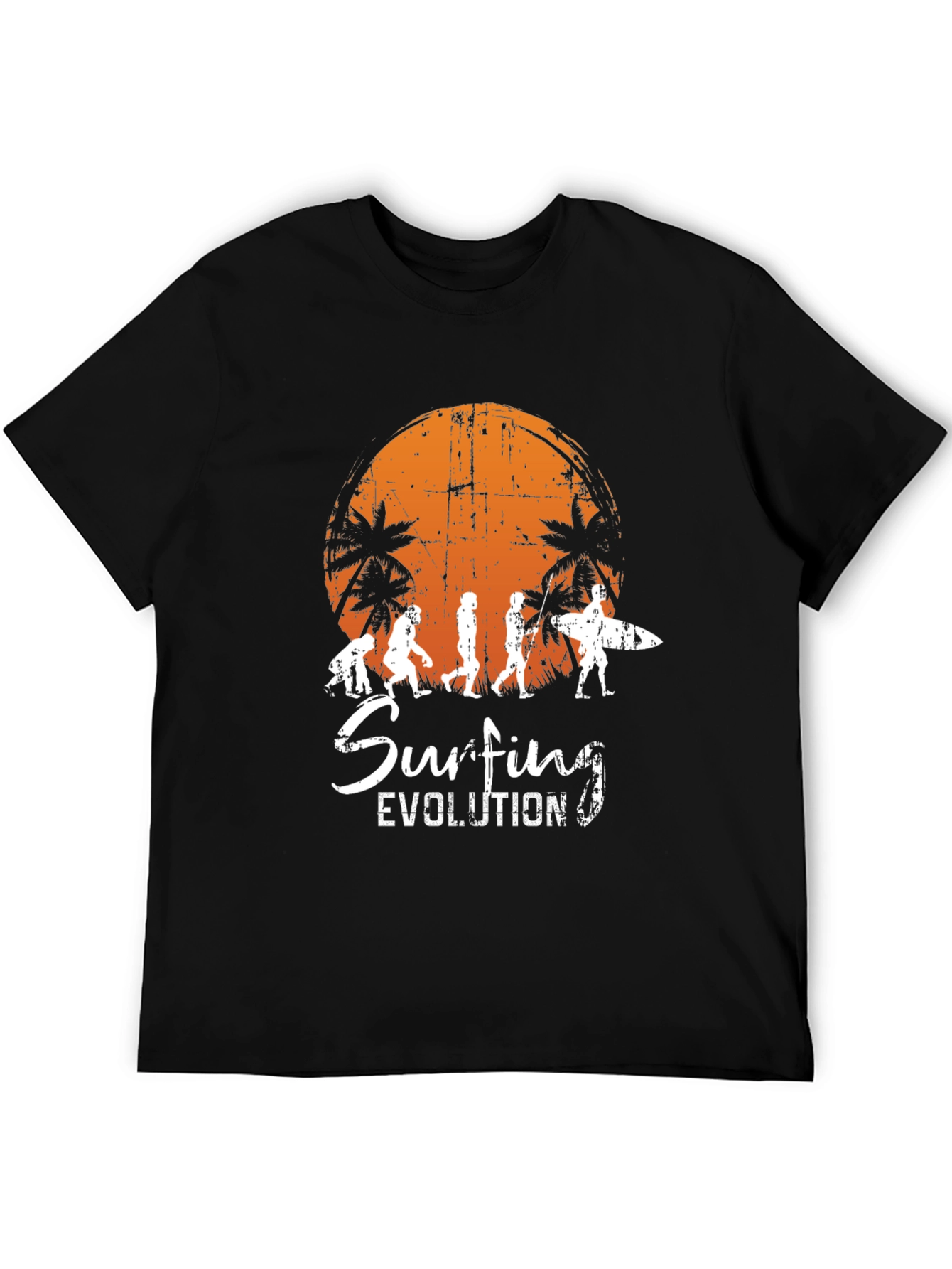 Surfing Evolution Black Graphic Tee