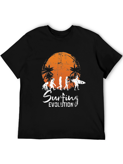Surfing Evolution Black Graphic Tee