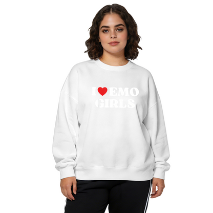 I Love Emo Girls Retro Statement Graphic Crewneck Sweatshirt