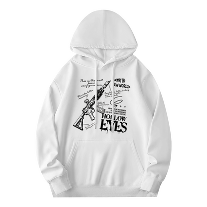 Hollow Eyes Gun Art Print Urban Streetwear Hoodie