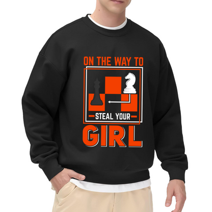 On The Way To Steal Your Girl Chess Meme Funny Crewneck Sweatshirt