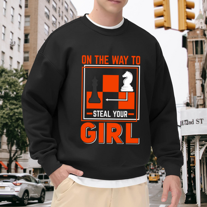 On The Way To Steal Your Girl Chess Meme Funny Crewneck Sweatshirt