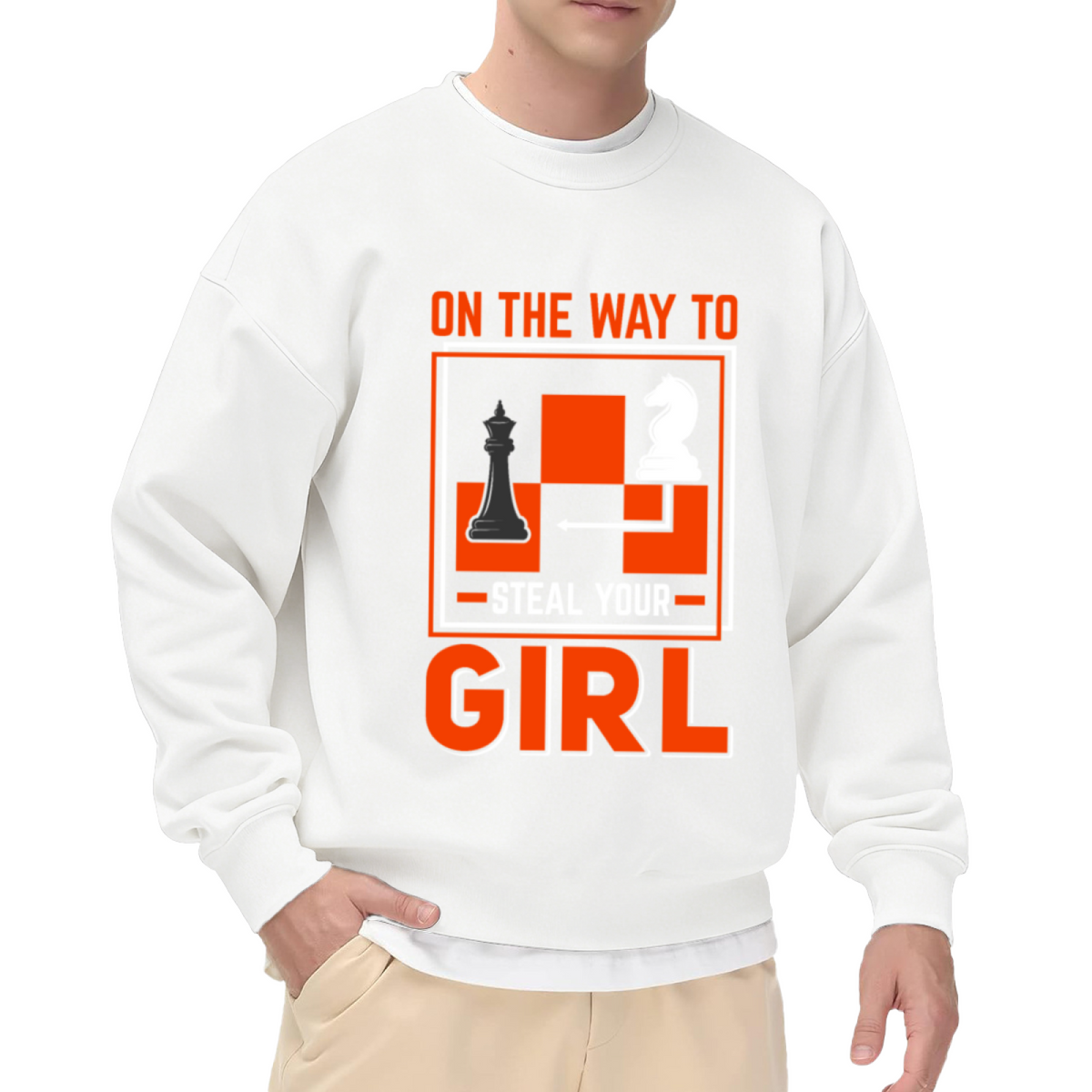 On The Way To Steal Your Girl Chess Meme Funny Crewneck Sweatshirt