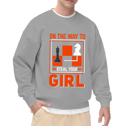 On The Way To Steal Your Girl Chess Meme Funny Crewneck Sweatshirt