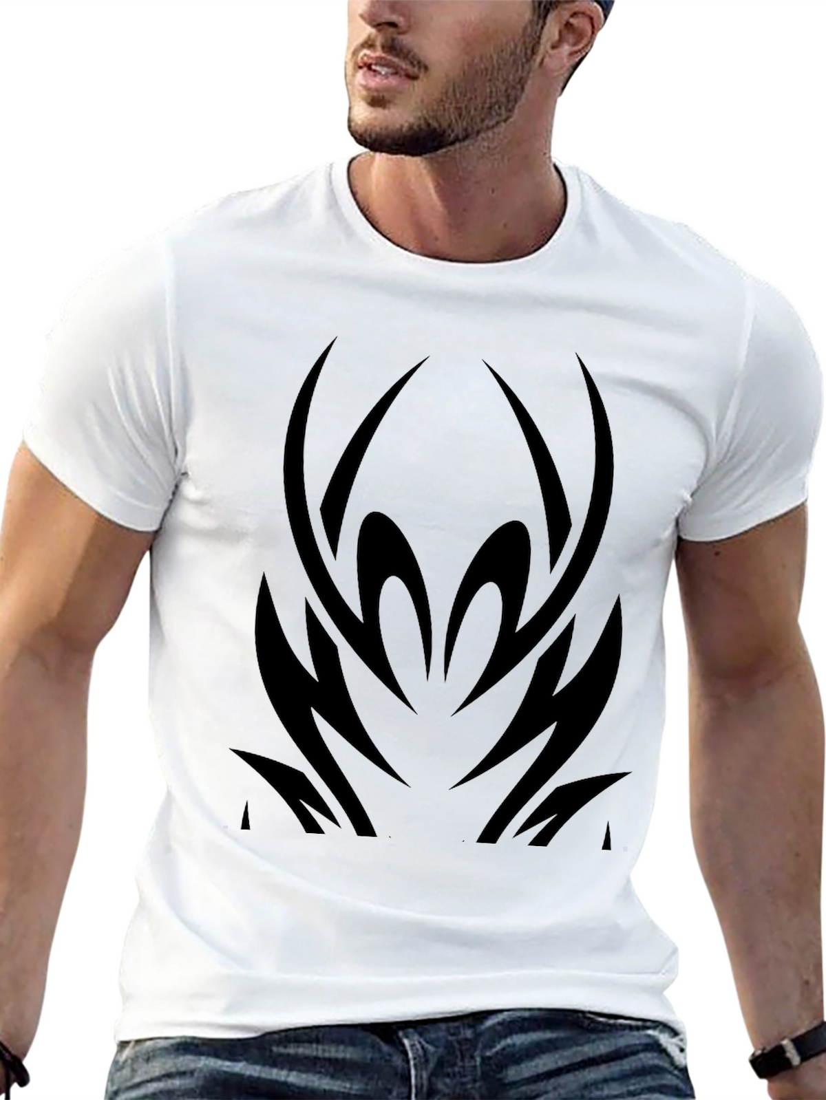 Mens Black Tribal Graphic T-Shirt