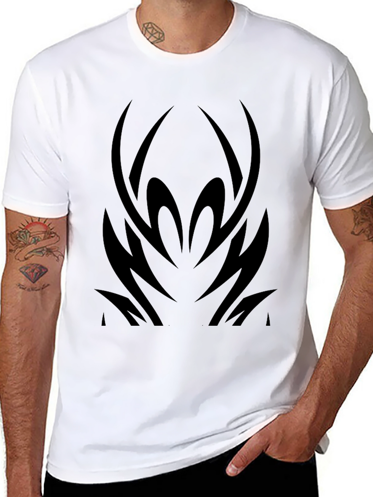 Mens Black Tribal Graphic T-Shirt