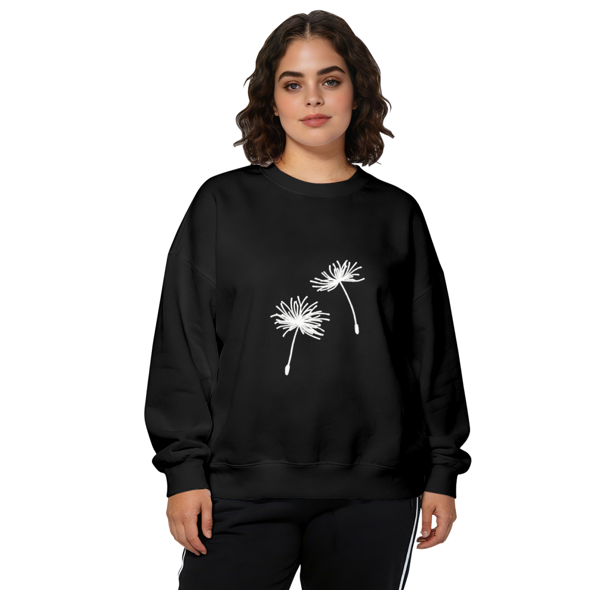 Delicate Dandelion Silhouette Simple Crewneck Sweatshirt