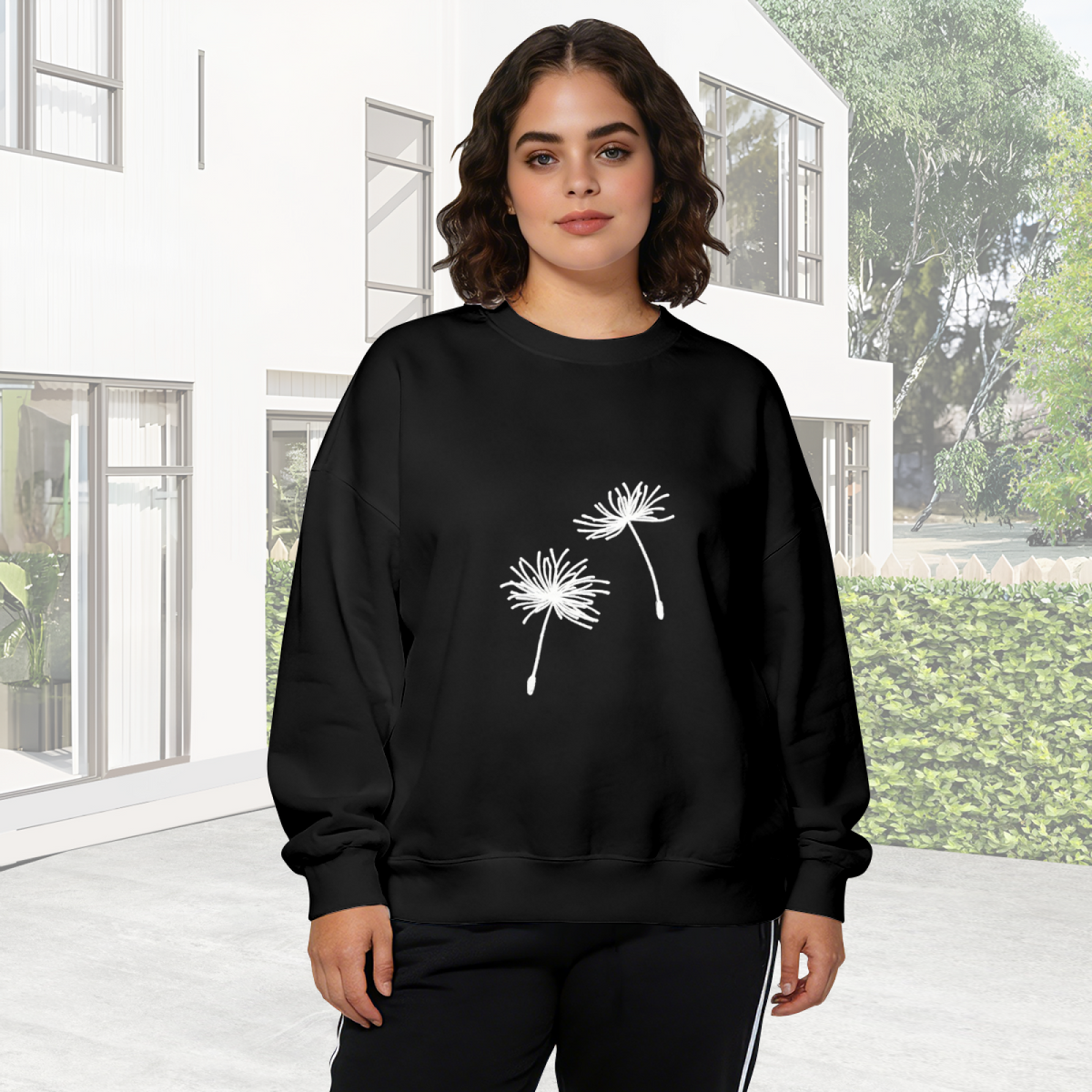 Delicate Dandelion Silhouette Simple Crewneck Sweatshirt