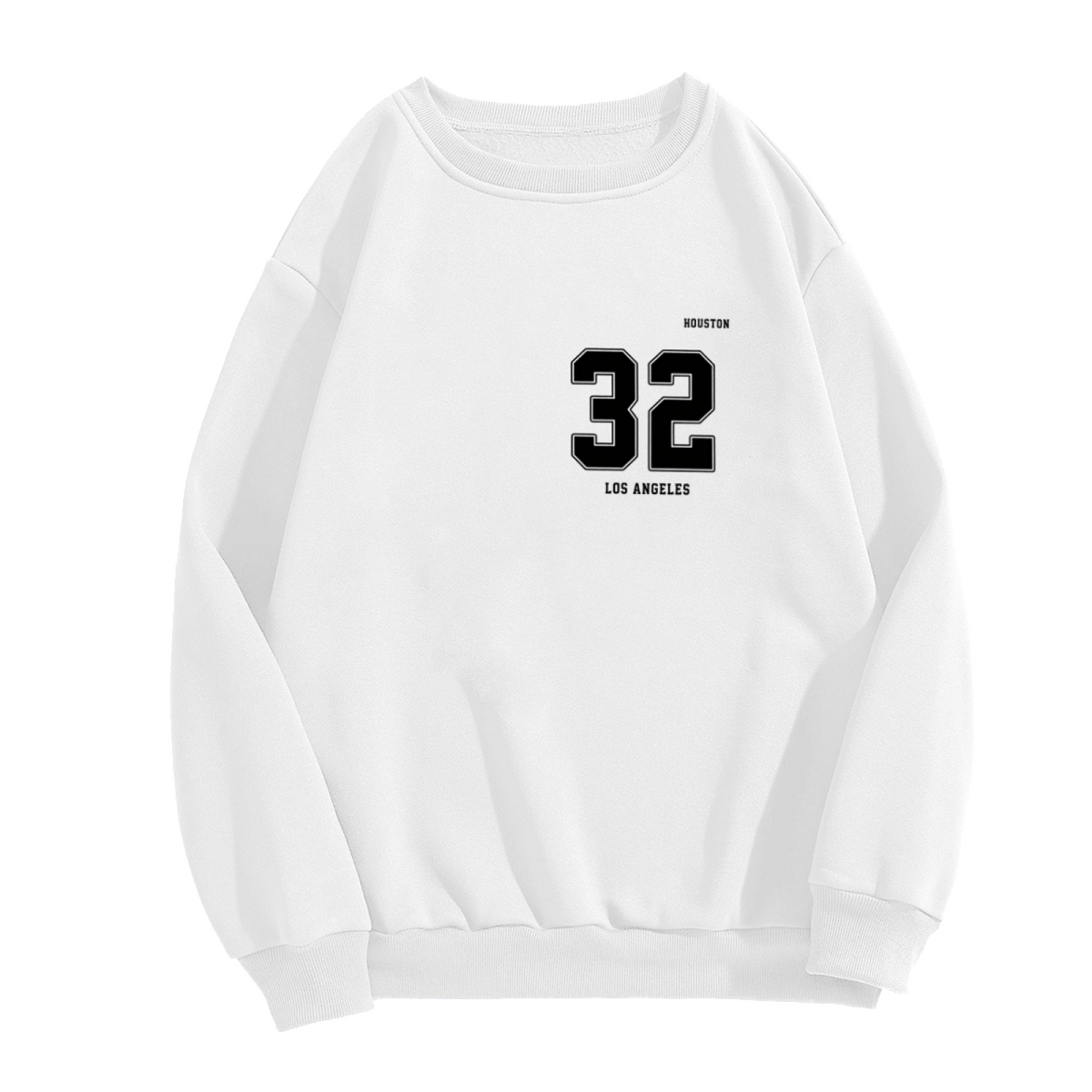Retro 32 Houston Los Angeles Number Print White Crew Sweatshirt
