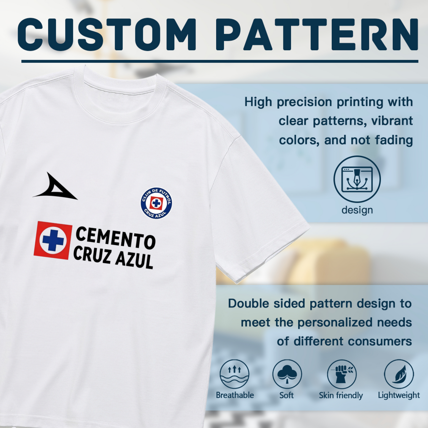 Cemento Cruz Azul Classic Retro Soccer Jersey Tee