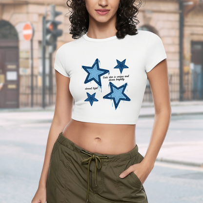 Drip Blue Star Aesthetic White Cropped Tee